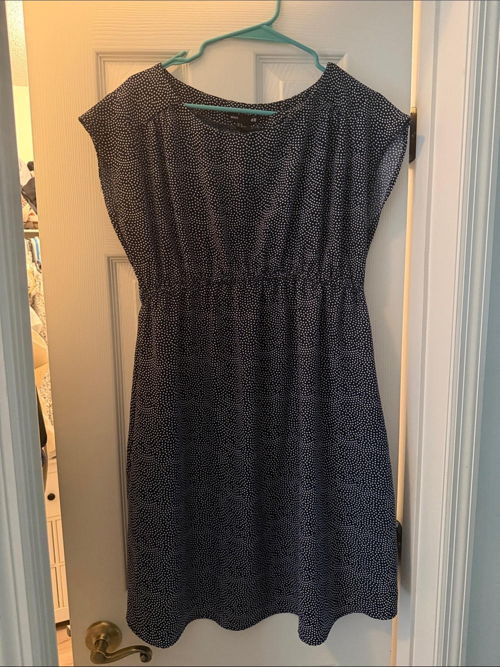 Classic Navy Dot Elastic-Waist Dress maternity